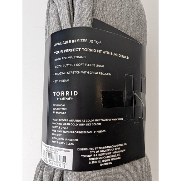 Torrid Fleece Lined Full Length Signature Leggings Pockets Heather Gray Size 2 - Picture 6 of 8
